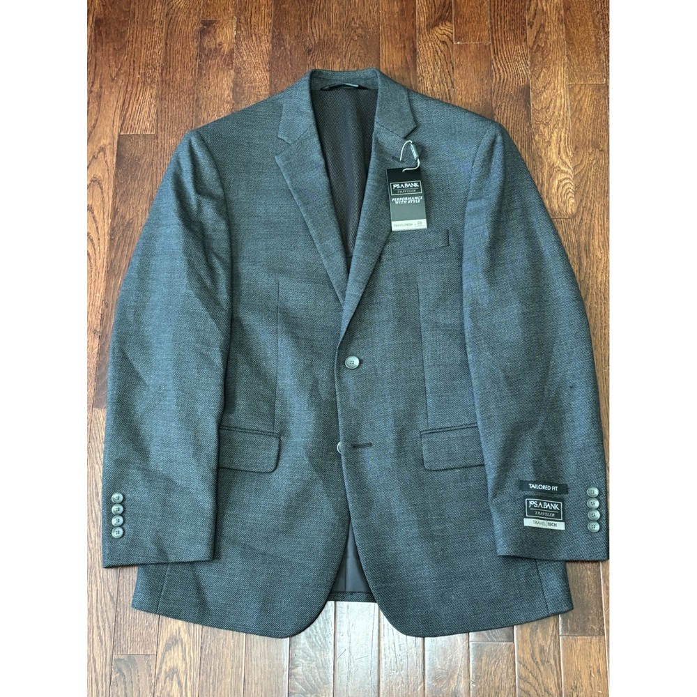 Jos A Bank Traveler Travel Tech Blazer 39R Tailored Fit Gray Wool Blend 39R NWT